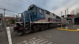 Metro-North South Norwalk and Wilton Stations: Metro-North BL20GHM CT rail #128, #127 and MNR #111