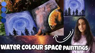 Space paintings with water colours | art journal | watercolour journal ideas .