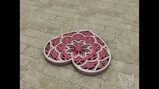 D02 - Layered Heart SVG File, 3D Heart Mandala DXF