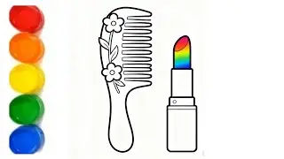 Lipstick and comb easy drawing for kids and toddlers