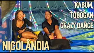 SURTANDO NO TOBOGAN DO NICOLÂNDIA! ANOITECER NO PARQUE DE DIVERSÕES E BRINQUEDO KABUM EM TESTES!