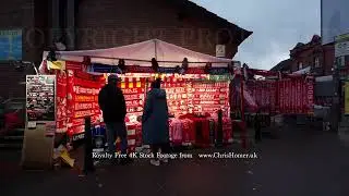 Liverpool FC Stock Footage &ndash; Selling Football Memorabilia Outside Anfield at Night