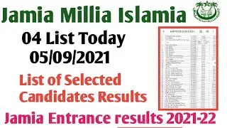 Jamia Millia Islamia results today 04 list of selected candidates results declared Jamia results
