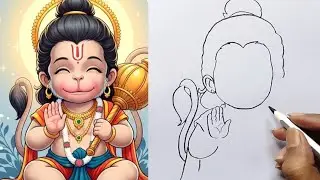How to Draw Bajrang Bali / Cute Hanuman Ji Drawing