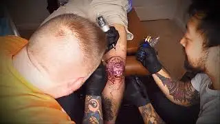 TRADITIONAL PANTHER TATTOO ON THE KNEE