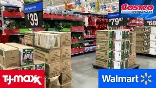 TJ MAXX COSTCO WALMART CHRISTMAS DECORATIONS TREES DECOR SHOP WITH ME SHOPPING STORE WALK THROUGH