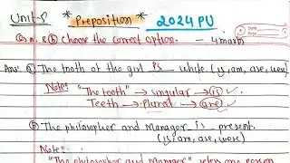 Unit-5: Preposition|2024PU Qsn.8b|English for Technical Communication PU PoU TU KU