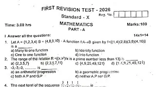 10th Maths First Revision Exam 2026 Original Question Paper 2026 | English medium 