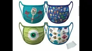 Mascarillas Diney Store. FORKY, MIKE WAZOWSKI, Woody, Buzz Lighyear, disneyland, disneystore, pixar