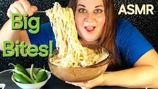 🧀 Satisfying Alfredo Mukbang! 🤭Burps! Jalepenos, too! ASMR EATING #chickenalfredo #bigbites #burps