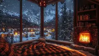 Quiet Snowy Night for Cure Insomnia❄️Crackling Fireplace Sounds for Deep Sleep & Warm Winter Comfort