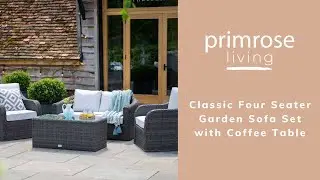 Classic Rattan 4 Seater Garden Sofa Set with Coffee Table in Stone by Primrose Living