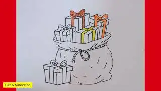 Easy Drawing : Santa Bag | Santa Gift Bag Easy Drawing | @KalakritArtStudiobyKanika 