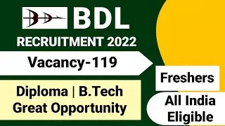 BDL Recruitment 2022|Fresher|Bharat Dynamics Limited Recruitment 2022|BDL Jobs 2022|BDL Notification