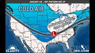 Pattern favorable for cold shots, winter storms developing mid-late January.