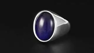 Classic Sterling Silver Ring with Blue Tiger Eye - OTTASILVER