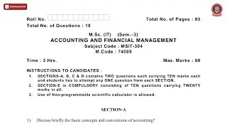 MSC 3RD SEM IT ACCOUNTING AND FINANCIAL MANAGEMENT DEC 2020 | PTU