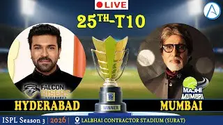 🔴 Falcon Risers Hyderabad 🆚 Majhi Mumbai | 25th T10 Match | ISPL Season 3 2026 | LIVE Score