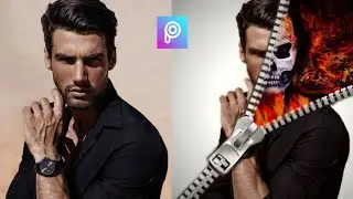 How to edit Zipper Effect with Ghost Rider Background in Picsart