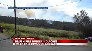 A brushfire occurs along the Hamakua Coast on Hawaii Island