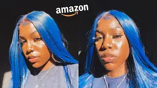 TRYING A BLUE SYNTHETIC WIG!! |Affordable Amazon Wig| Pre-Colored