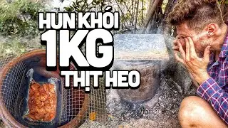 Made a smoker from a bathing pot! 1kg pork! Làm lò hun khói từ cái lu đựng nước! 1KG thịt heo!