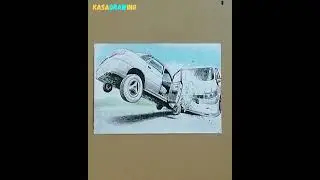 How to draw a car crash, accident drawing. Road accident drawing