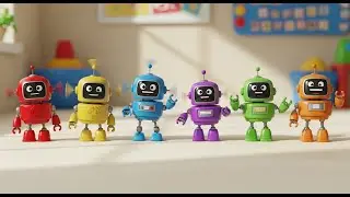 Six Little Toy Robots Whirr Whirr Whirr | Nursery Rhymes for Kids & Baby Songs