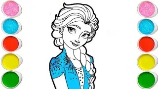 Elsa Frozen From Disney Drawing, Painting and Coloring for kids and Toddlers, Let's draw together 