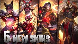 5 NEW SKINS - Arcana Ahri Xayah Rakan Ryze & Hecarim - League of Legends