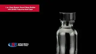 1 oz Clear Boston Round Glass Bottles with 20/400 Caps | U.S. Plastic Corporation&reg;