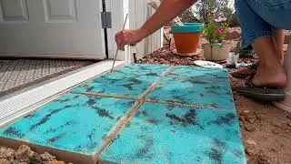 Painting Concrete to Look Like Turquoise!