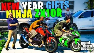 JIMMY DIDN&rsquo;T EXPECT THIS😂 | LATE NEW YEAR GIFT KAWASAKI NINJA H2R | REAL LIFE MODS#73Q | GTA 5 |