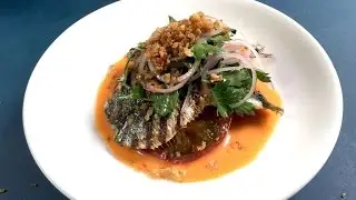 Recipe: BBQ Sardines with Gazpacho Dressing & Migas by Opera Tavern at Taste of London 2015