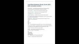 Lead Risk Assessor Study Guide 2023 with complete solution