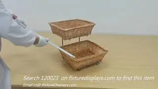 120023 two tier wicker basket display countertop stand fruite produce chewing gum candy fixturedispl