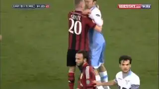 Philippe Mexes vs Stefano Mauri Fight and Red Card - Ac Milan vs Lazio