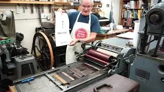 Andy Anders printing 2-color on Vandercook Model 4