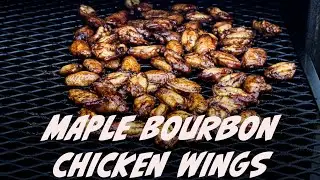 Smoking Chicken wings in an offset smoker - Maple Bourbon flavored wings  #chickenwings #bbq