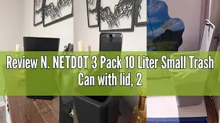 Review N. NETDOT 3 Pack 10 Liter Small Trash Can with lid, 2.6 Gallon,Garbage Can Slim Trash Bin Was