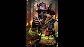 Brave German Shepherd at the fire station 🚒🧑🏻&zwj;🚒