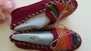 Yeni model mokosen babet patik, otantik etnik model , Tığ işi babet patik yapımı, makosen