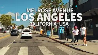 LOS ANGELES - Driving Los Angeles City Under Lockdown, Melrose Avenue, California, USA - 2.7K QHD
