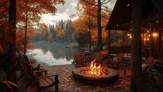 Tranquil Autumn Campfire 🔥 Gentle Lake Water & Fire Sounds to Unwind
