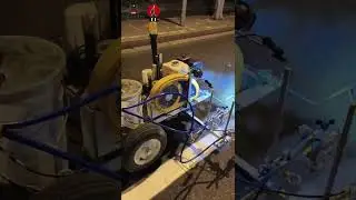 #roadmarking #roadline #roadmarkingmachine  #roadstriping Cold Spray Airless Road Marking Machine