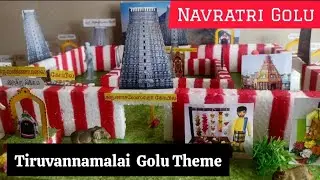 How to make Golu,Tiruvannamalai Temple Theme,Navratri Decor,Temple Golu,How to do Budget Golu