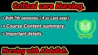 Critical care Nursing in urdu hindi | CCN course content in urdu| Bsn 7th semestor|
