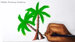 How to easily draw a date palm tree step by step || Art video by Medha || Medha Drawing Academy