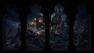 4K Harry Potter Snow Night &ndash; Hogwarts Window, Wind & Fireplace Sound for Reading and Deep Sleep