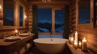 A Cozy Bathroom In A Chalet At Night | ASMR Ambience Sound | 45 Minutes